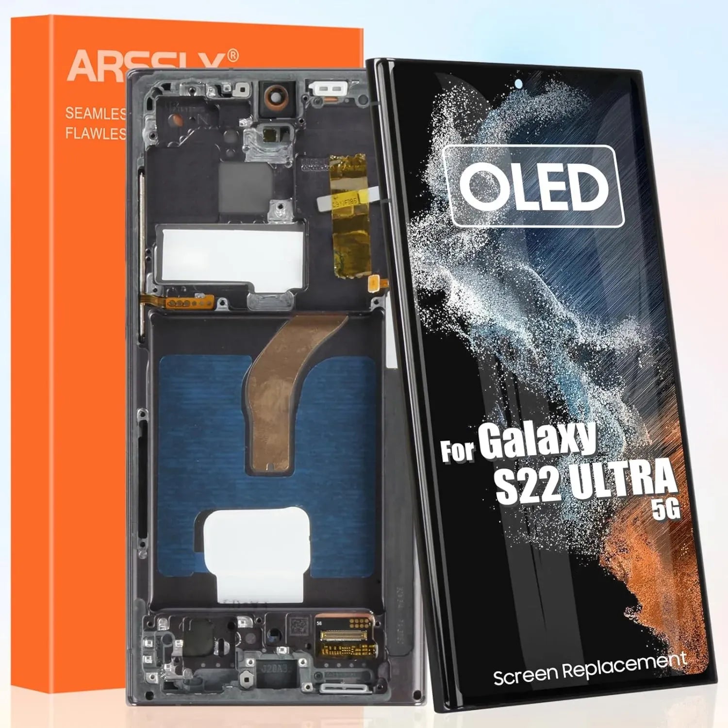 Écran OLED pour Samsung Galaxy S22 Ultra 5G - Remplacement écran LCD avec cadre et kit de réparation (Noir, Version US)