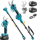 Élagueur Électrique SEESII avec Perche, Téléscopique sans Fil, Portée 4,5 m, Coupe jusqu'à 40 mm, 2 Batteries 4,0Ah, Lame SK5, Idéal pour Jardin et Arbres