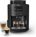 Krups Machine à Café Automatique, Expresso à Grains, Double Tasse, Écran LCD, Nettoyage Intégré, Vapeur Cappuccino, Modèle Noir