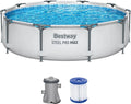 Piscine Ronde Bestway Steel Pro Max avec Pompe à Filtration Ø 305 x 76 cm, Gris Clair