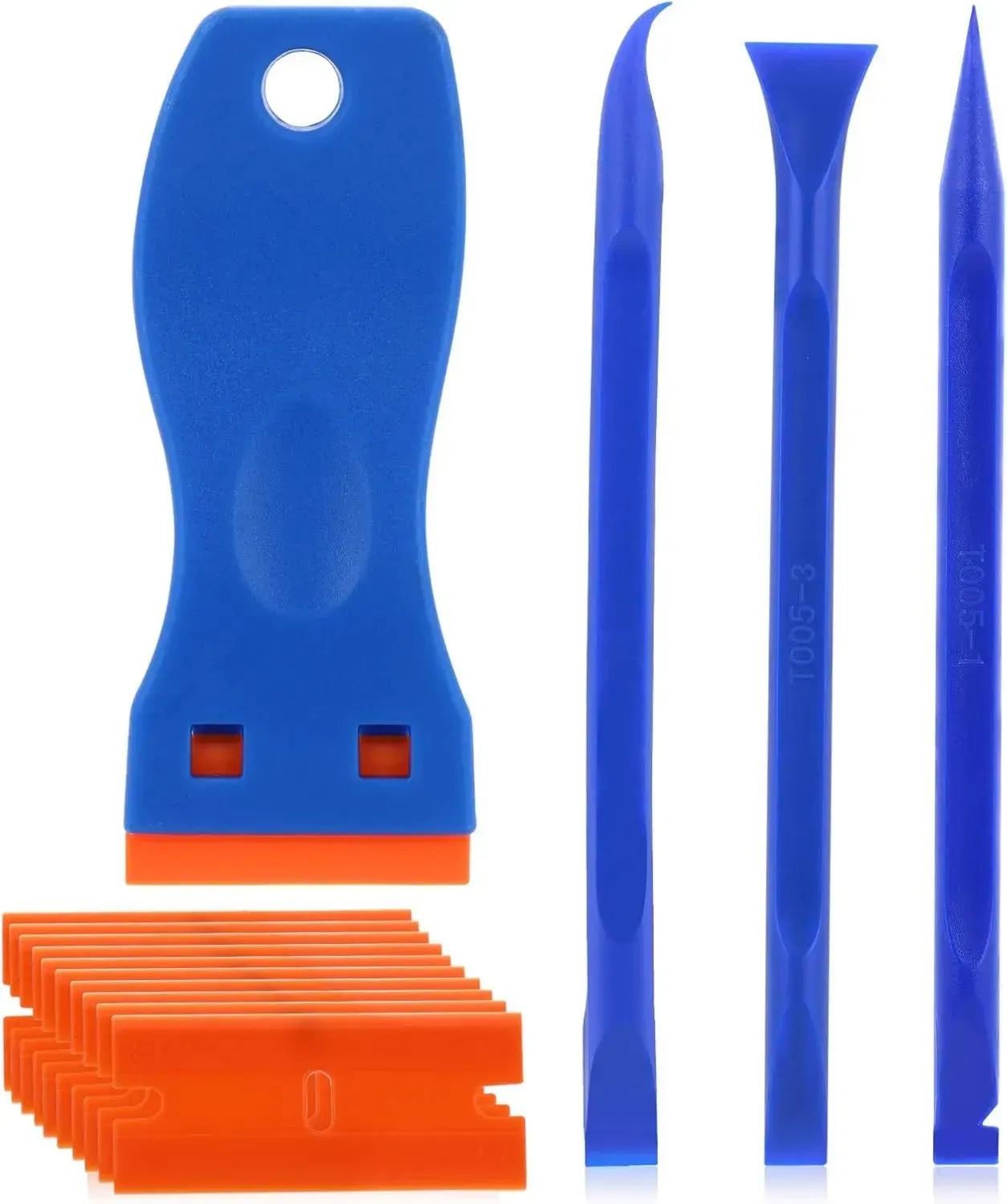 Racloir en plastique avec lames pour retirer autocollants et colle sur verre