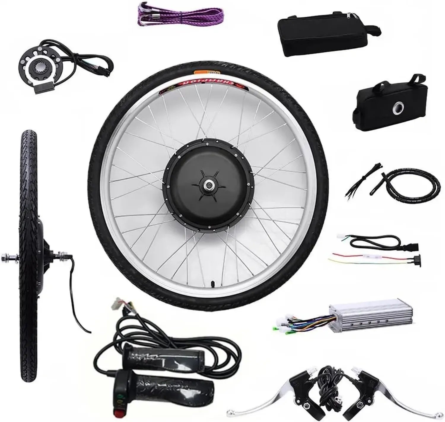 Kit de Conversion Vélo Électrique 26'', Moteur Avant/Arrière 36V/48V, 250W