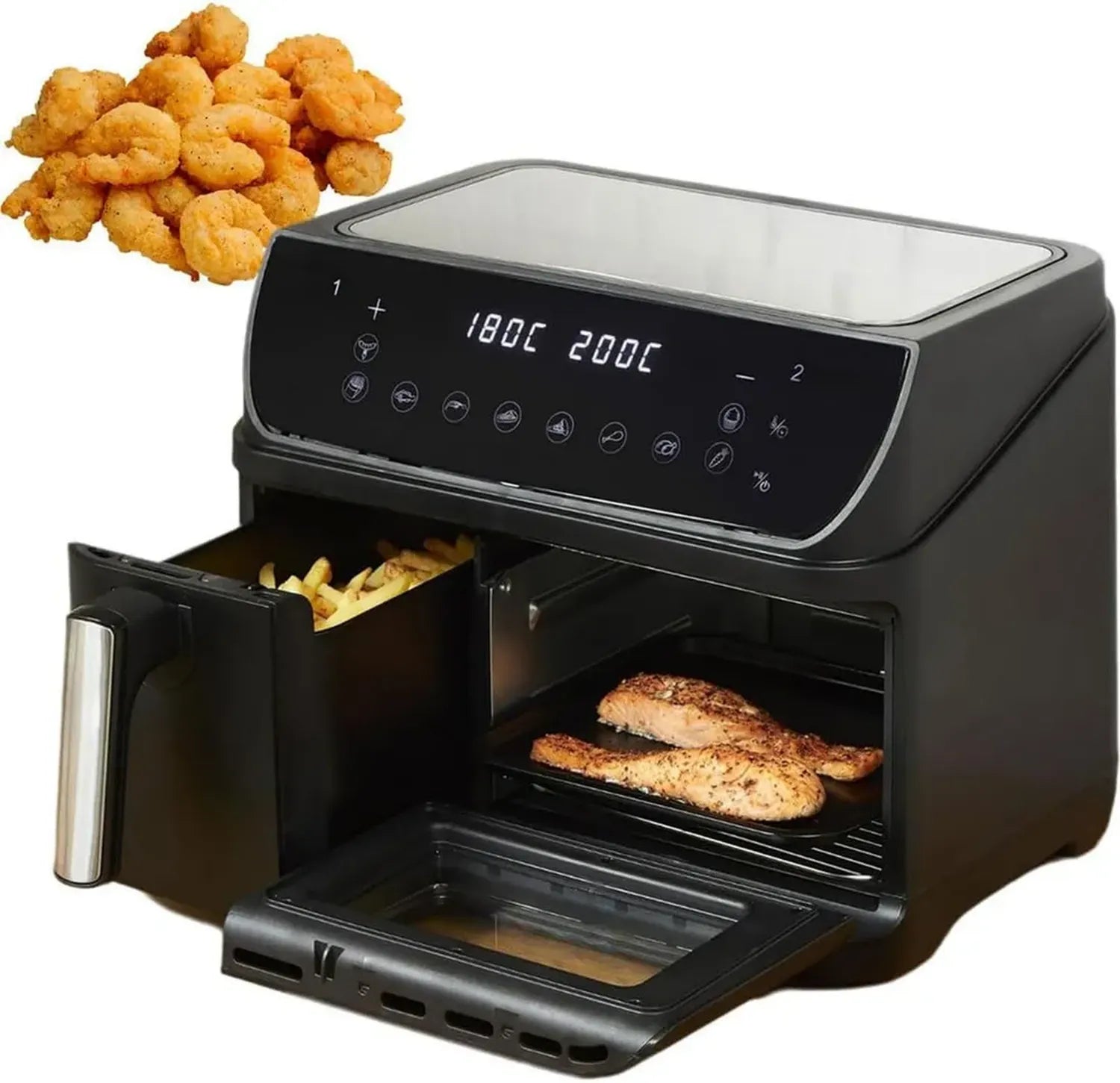 Friteuse à Air Double Zone 2400W, Grande Capacité 12,5L avec Minuterie et Écran Tactile LED
