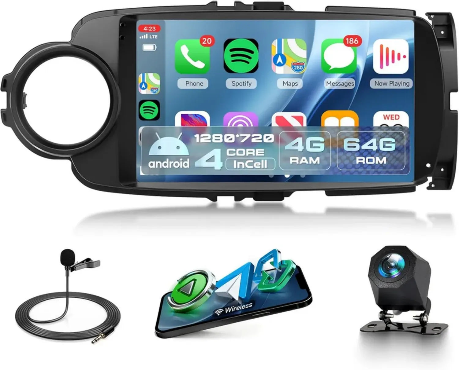 Autoradio Android 9' pour Toyota Yaris GRMN 2012-2017 avec Carplay et GPS