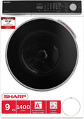 Lave-linge SHARP 9 kg 1400 tr/min Classe A Inverter Wi-Fi Écran LED