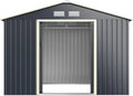 Abri de Jardin Métallique 5,3㎡ avec Portes Coulissantes, Cabane de Rangement pour Outils, 277 x 191 x 202 cm, Gris