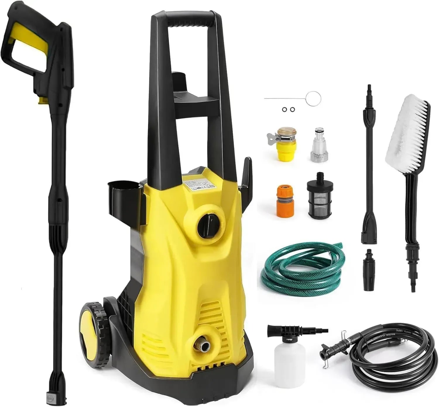 Nettoyeur haute pression 1500 W, 130 bar, 420 l/h, avec tuyau de 5 m et pistolet, idéal pour maison, jardin et voiture