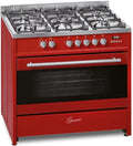 Centre de Cuisson Électrique et Gaz 90 cm, 8 Fonctions, 121L, Gril, Air Chaud, 5 Brûleurs Haute Qualité, WOK 4 kW, Gaz Naturel et Propane
