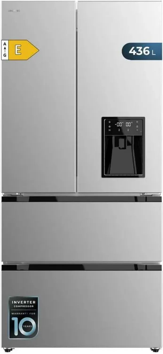 Réfrigérateur 4 Portes Inox avec Distributeur d'Eau et Technologie Total No Frost - 436L
