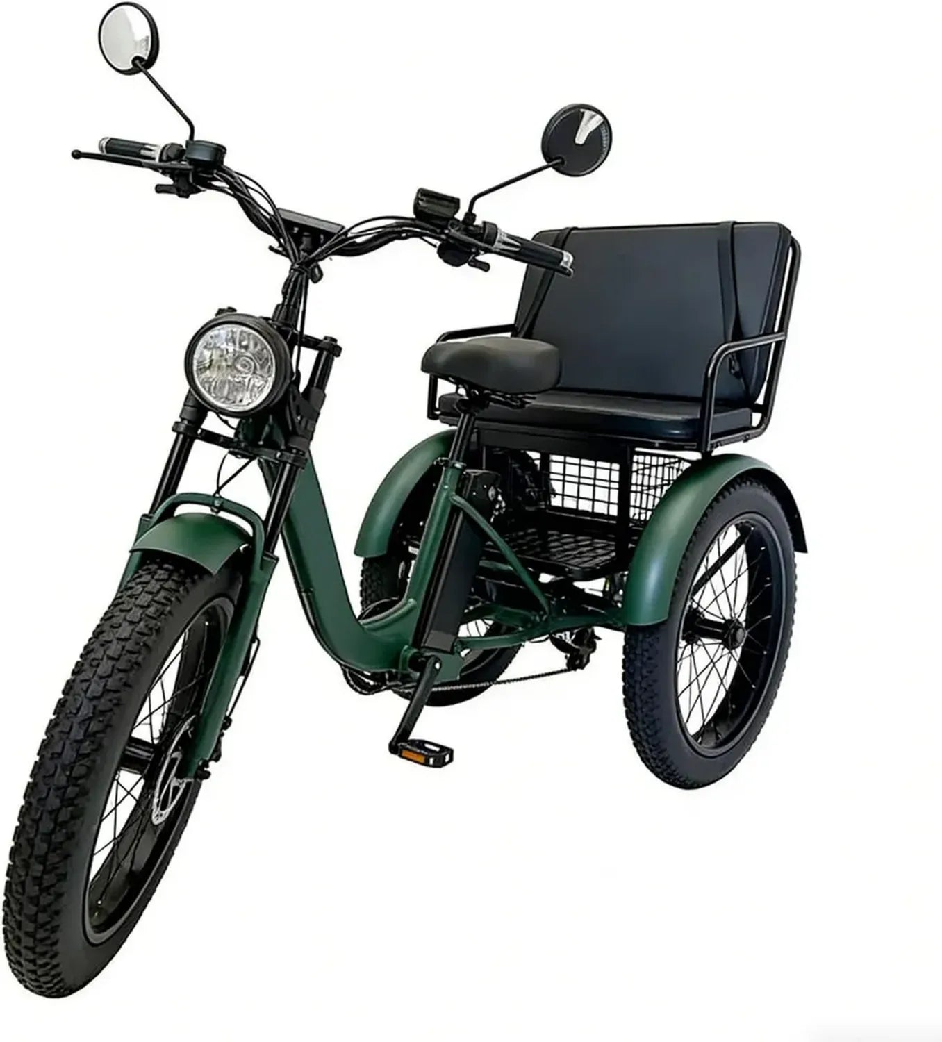 Tricycle Électrique Adulte 750W, Cadre Renforcé en Acier, Freins à Disque, Suspension Hydraulique, Idéal pour Seniors et Ville