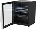 Réfrigérateur Compact 60L Cozze® - Porte en Verre et Acier Inox - Silencieux 46dB pour Extérieur - Éco-énergétique Classe G - Noir Élégant