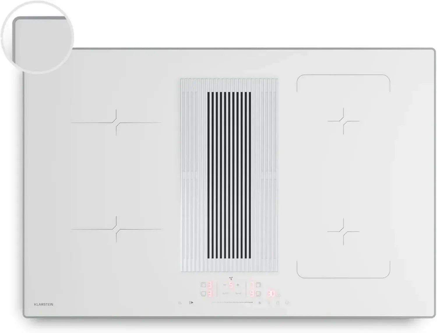 Plaque à Induction avec Hotte Klarstein Velaire - 4 Zones, 8400W, 80cm, Commande Tactile, Sécurité Enfants