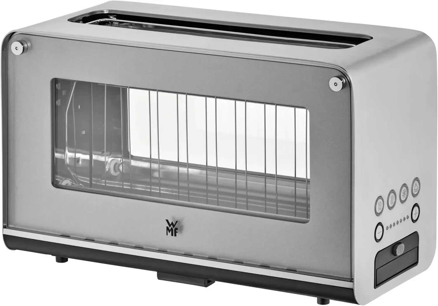 Grille-pain WMF Lono Vitré, 2 Tranches, Acier Inoxydable, Chauffe-viennoiseries, Brunissage Réglable