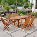 Ensemble de Jardin en Teck pour 6 Personnes avec Table Ovale et Chaises Confortables