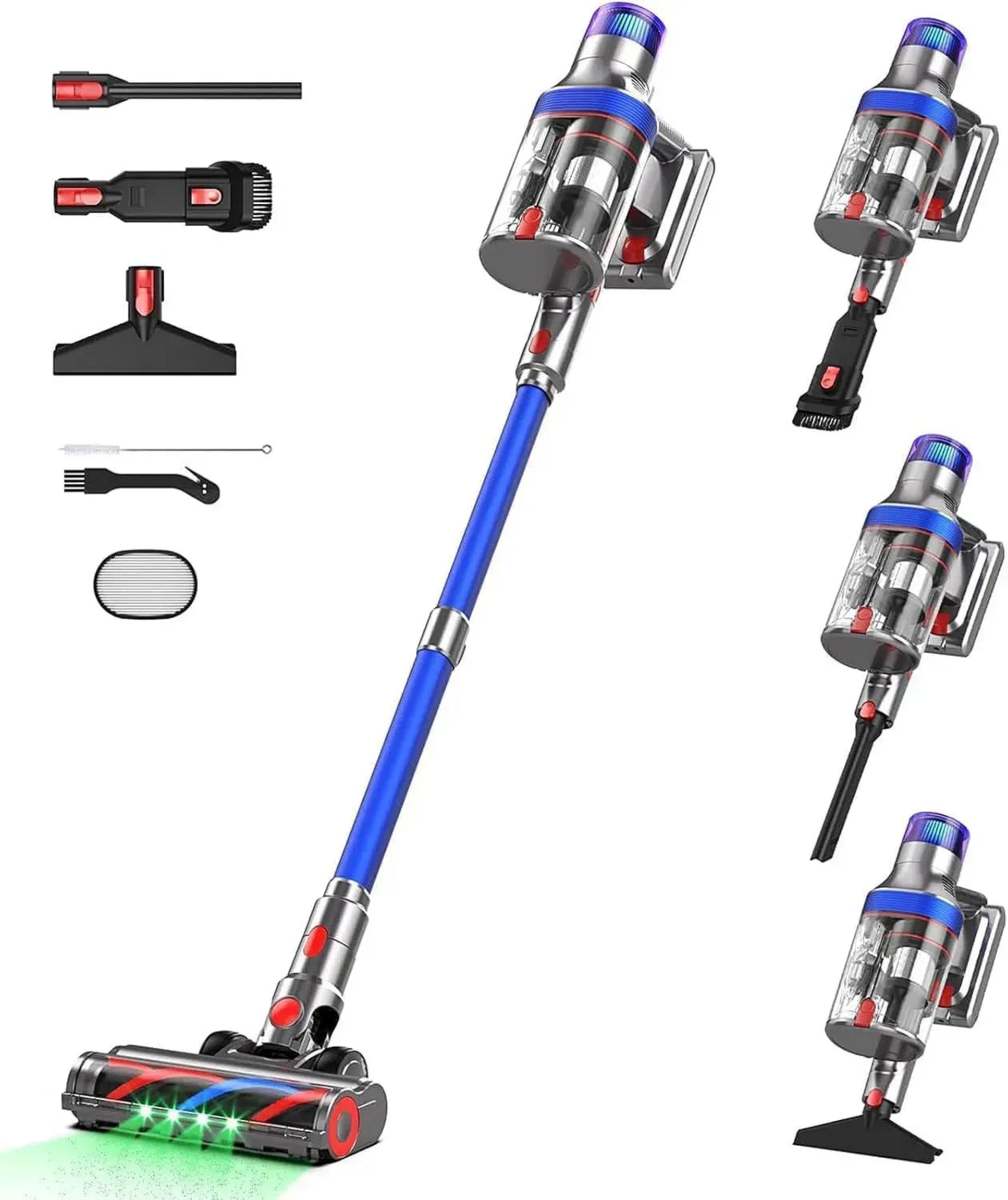 Aspirateur Balai Sans Fil 600W, 58Kpa, Autonomie 75 Min, Bac 2L, Léger et Rechargeable