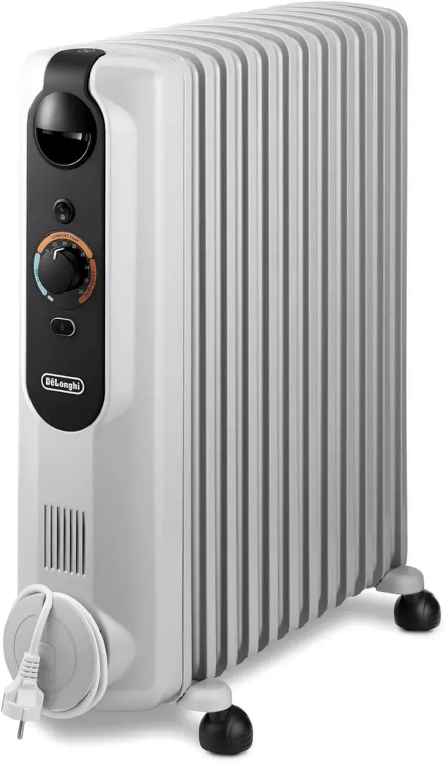 Radiateur Électrique à Huile De'Longhi RadiaS, 12 Ailettes, Économie d'Énergie, 2500W, Thermostat de Sécurité, Mode Antigel, Pour Pièces Jusqu'à 75m³, Gris