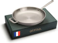 Poêle en Inox Sans Revêtement 32cm - Triple Épaisseur Compatible Induction et Four - Manche Riveté - Fabriquée en France