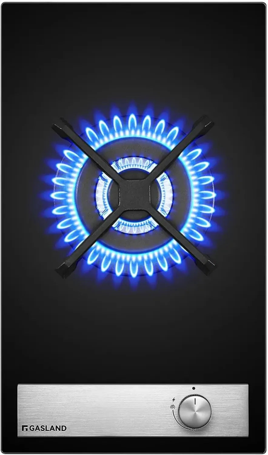 Plaque de cuisson gaz en verre 30 cm, 1 feu Wok, 3400W, LPG/Gaz naturel