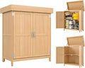 Armoire de Jardin Outsunny avec Double Porte, Étagère et Toit Relevable en Bois de Sapin