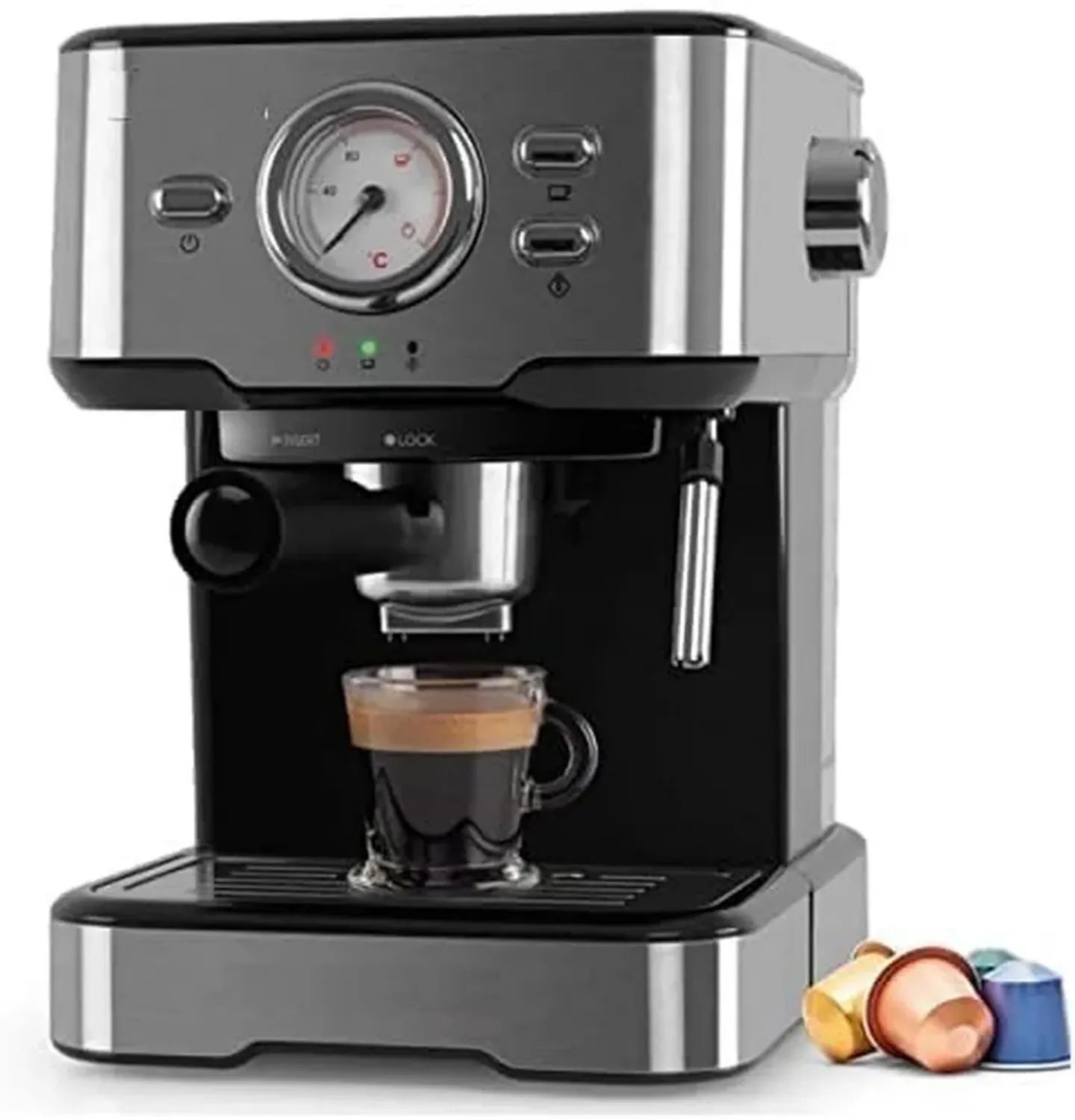 Machine à Café Espresso Automatique 1100W, 20 Bars, Réservoir 1,5L, Compatible Capsules Nespresso