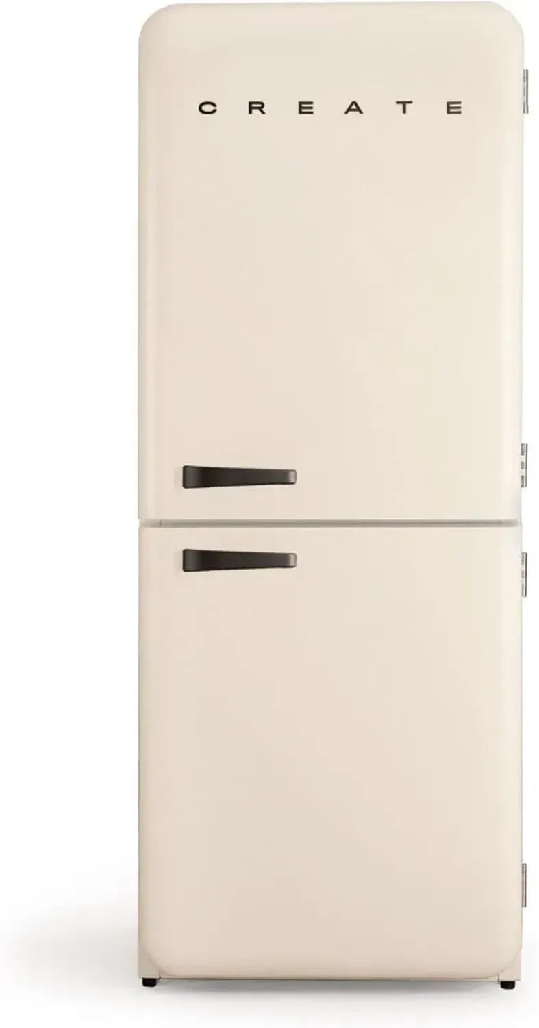 Réfrigérateur Combiné Rétro 401L avec Technologie No Frost, Poignée Noire, 185cm