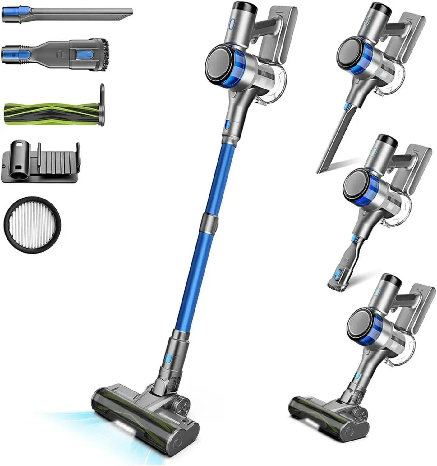 Aspirateur Balai sans Fil Puissant 400W, 45KPa, 55 Min d'Autonomie, Brosse Anti-enchevêtrement, Batterie Remplaçable, Écran LED, Pour Sols Durs et Poils d'Animaux