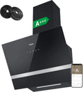Hotte Aspirante Inclinée Ciarra 60 cm - Classe A+++ - 650m³/h - Filtre à Charbon, Wifi, Commande Tactile - 4 Vitesses Boost - Éclairage LED Réglable - Noir