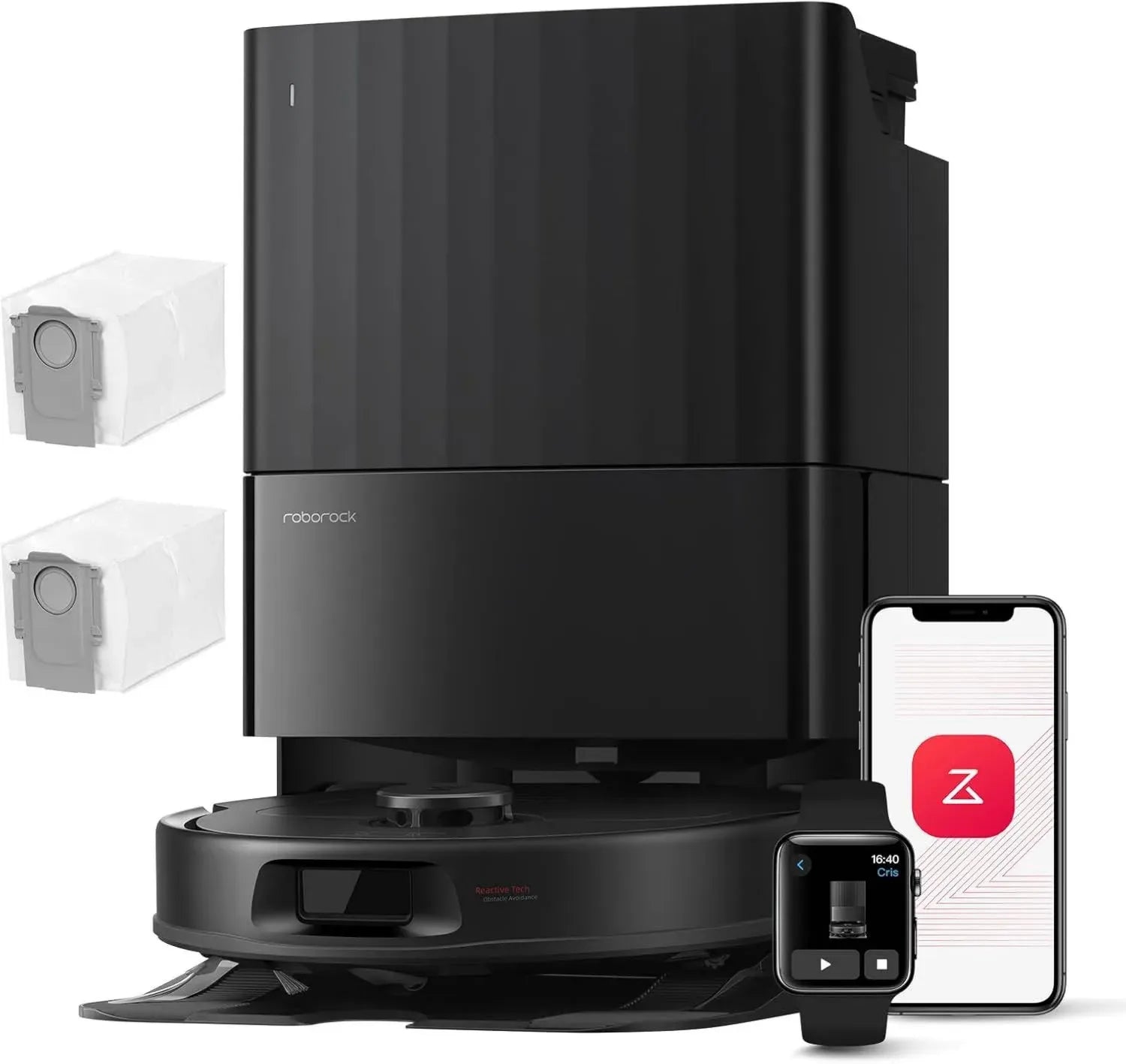 Aspirateur Robot Roborock QV 35A avec Station Intelligente, 8000Pa HyperForce, Serpillière Rotative et Évitement d'Obstacles