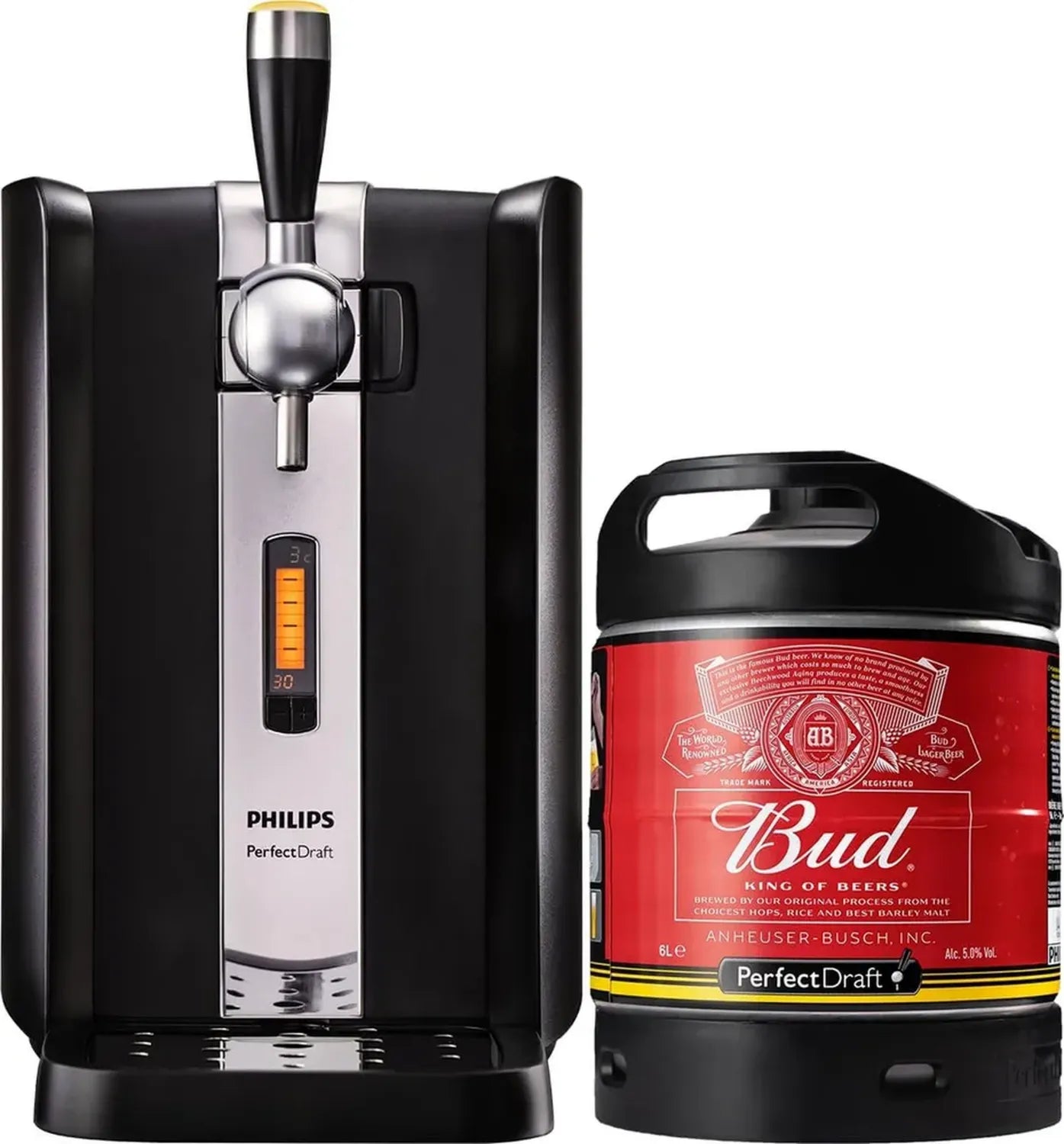 Tireuse à bière PerfectDraft avec fût Bud 6L - Système de refroidissement à 3°C - Affichage LED température et volume