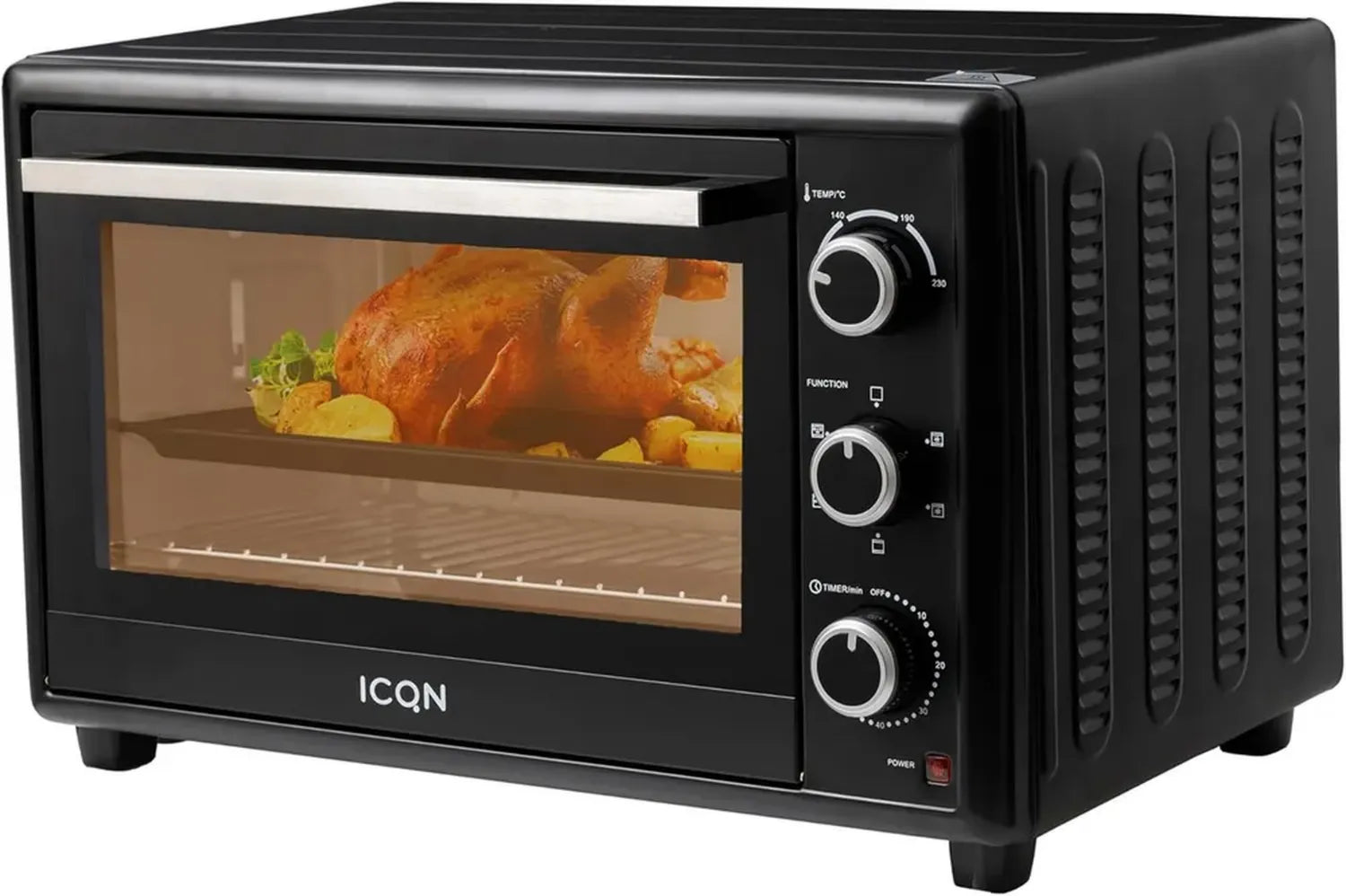 Four Électrique Compact ICQN 50L, Chaleur Tournante, Température Ajustable 40-230°C, Puissance 1400W