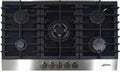 Plaque de Cuisson Gaz Kaiser 90 cm, Verre Noir, 5 Brûleurs avec Wok 3,8 kW