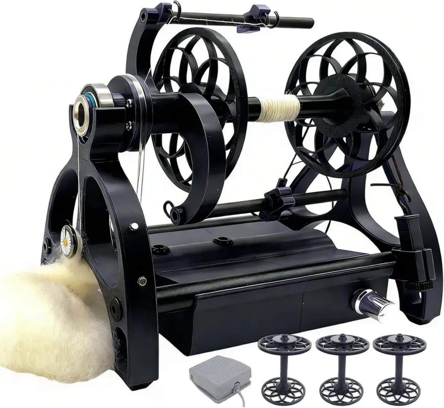 Machine rotative électrique 120g avec pédale, marche arrière et vitesse ajustable, carte batterie 12V et 3 bobines