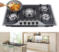 Table de cuisson à gaz encastrable 5 feux, acier inoxydable, verre trempé, 30,3 pouces, compatible LPG/NG, noir