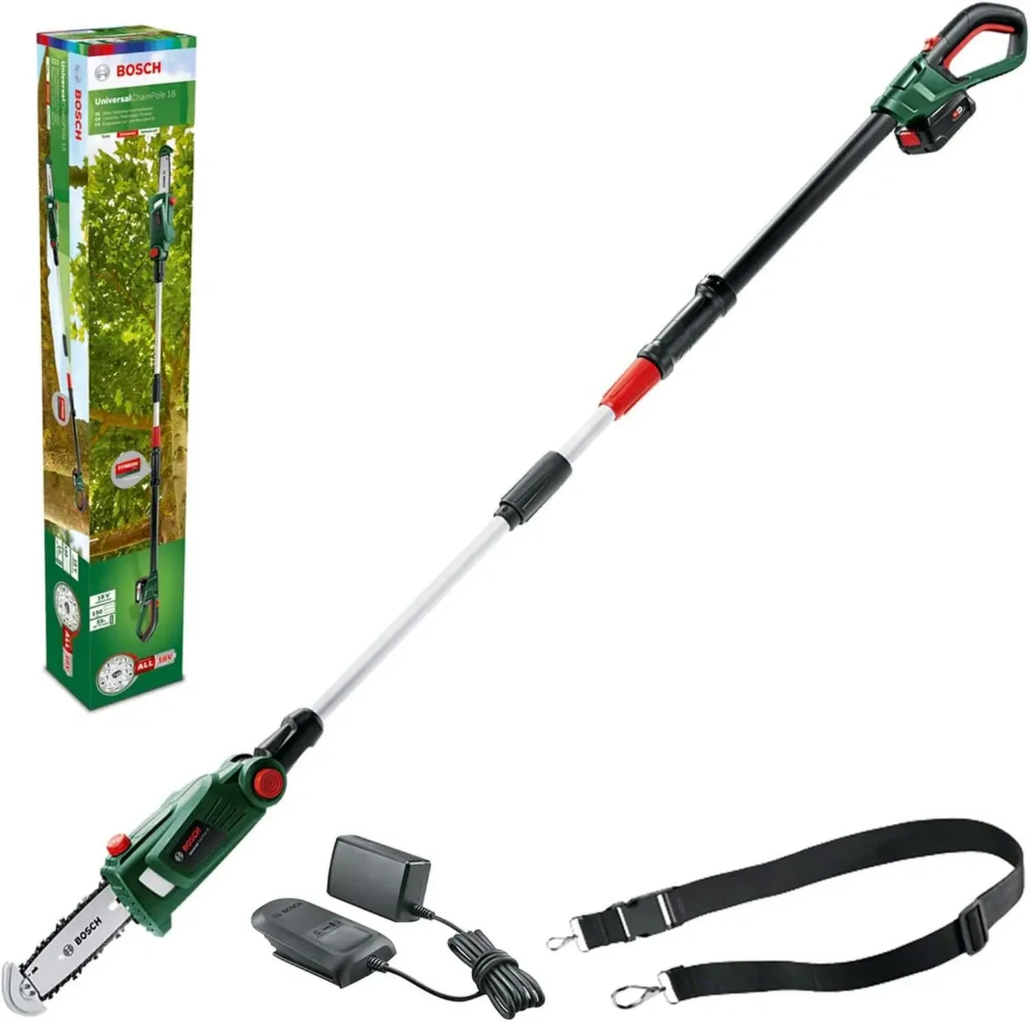 Scie à élaguer télescopique sans fil Bosch UniversalChainPole 18V (avec 2 batteries, emballage carton)