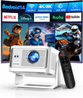 Projecteur Portable 4K 8K Alwtniet, 1080P Natif, WiFi 6 et Bluetooth 5.4, Android 14, Autofocus, Correction 6D, Focale Ultra-Courte, Rotation 180°