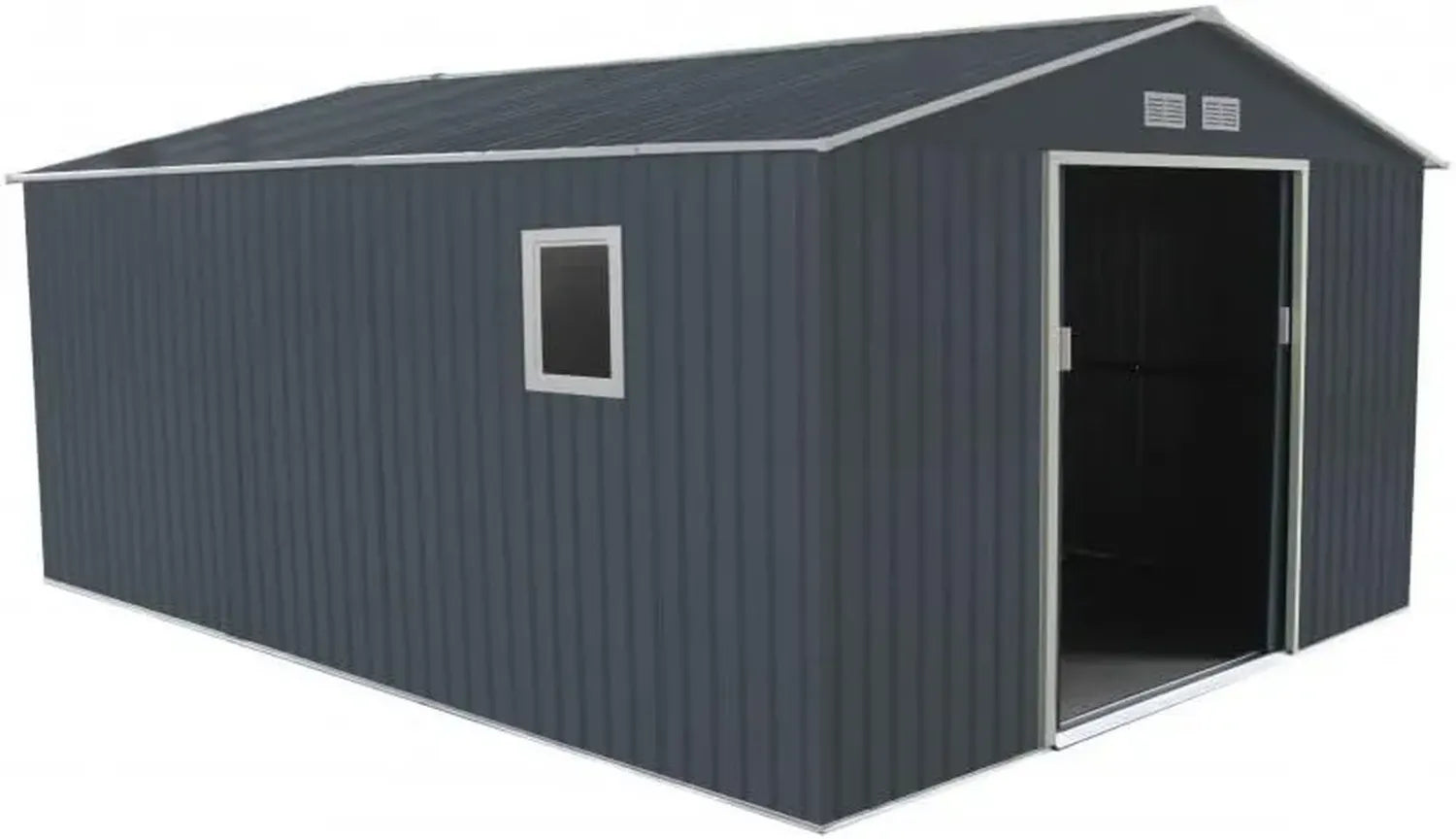 Abri de Jardin en Acier Galvanisé Anthracite 15,16m² avec Kit d'Ancrage et Vis Serie INOX