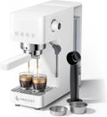Machine à Expresso AMZCHEF 20 Bars avec Mousseur à Lait, Compacte pour Cappuccino et Latte, Réservoir 1,5L, Blanche