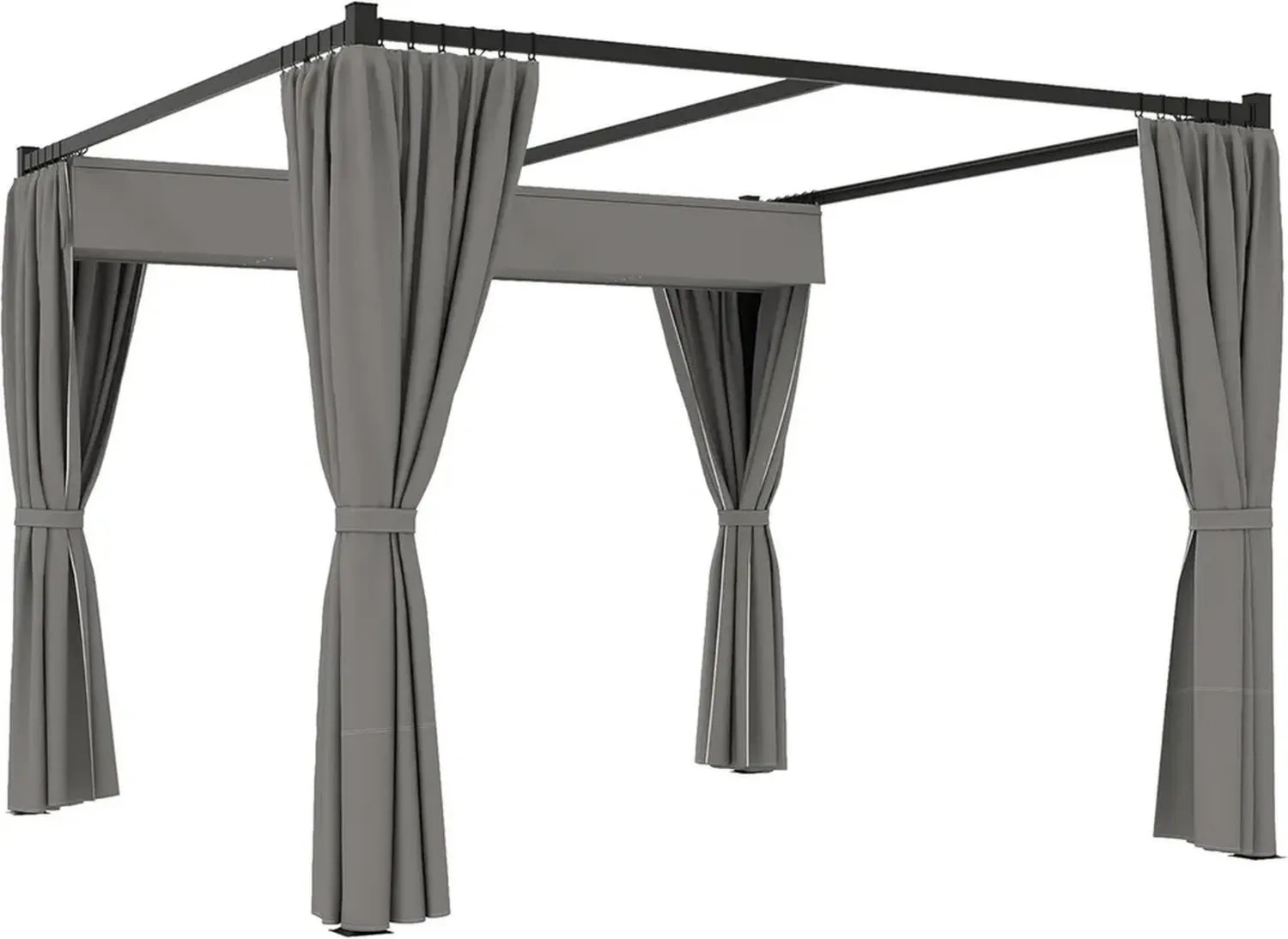 Outsunny Pergola Métallique 3x3m, Toit Rétractable et Parois Latérales en Polyester, Tonnelle de Jardin et Terrasse, Gris Clair
