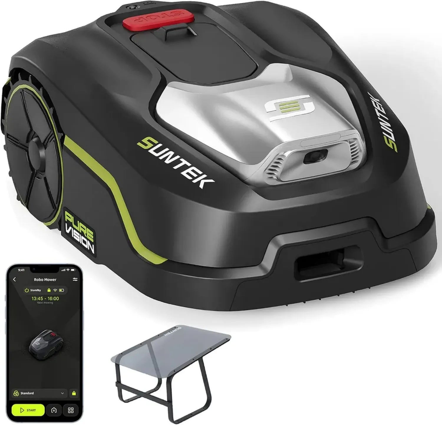 Robot Tondeuse SUNTEK avec Vision IA, 250 m², Pente 35°, IPX5, Cartographie & Multizones, Contrôle via APP