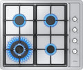 Plaque de cuisson gaz 4 feux en acier inoxydable 60 cm pour gaz naturel et propane