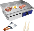 TAIMIKO Gril Électrique Professionnel Inox 3000W Plaque Lisse 55x35.5cm Double Zone avec Thermostat et Bac Amovible