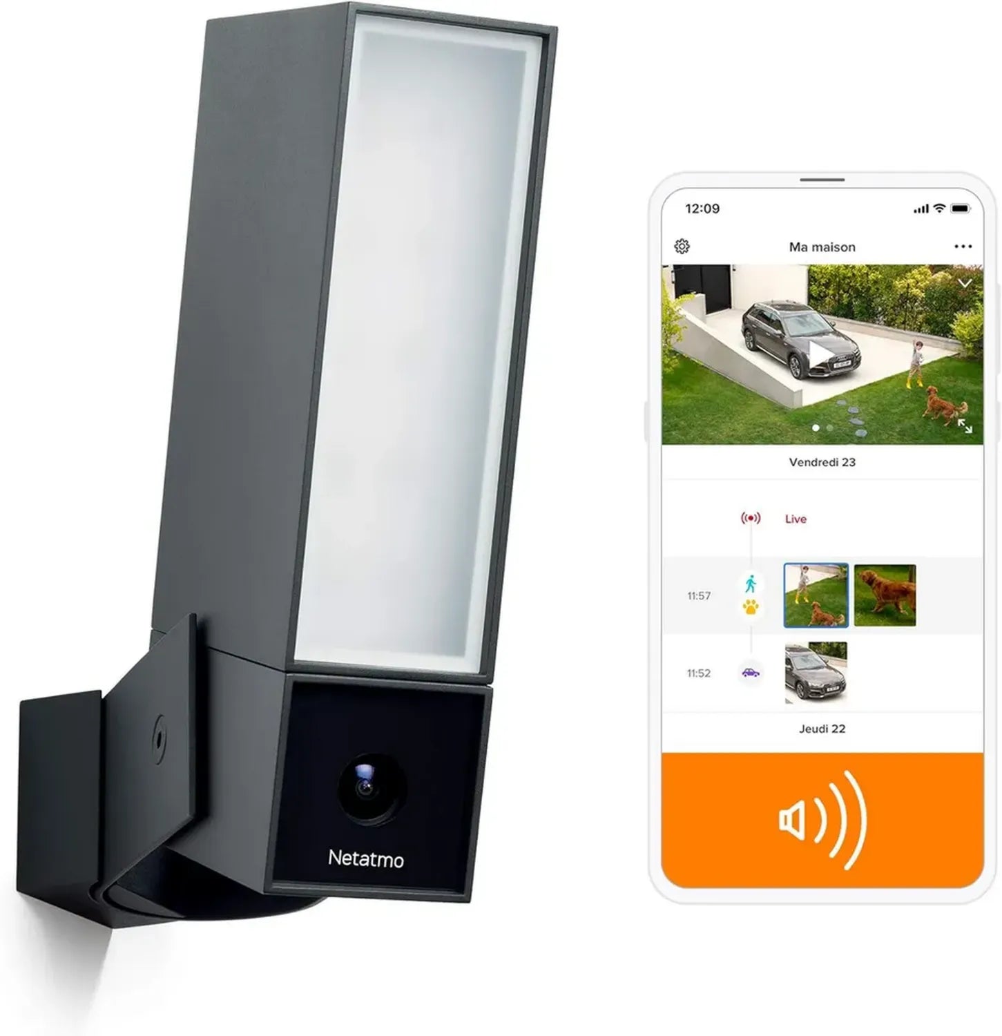 Caméra de Sécurité Extérieure Netatmo avec Sirène – Couleur Noire