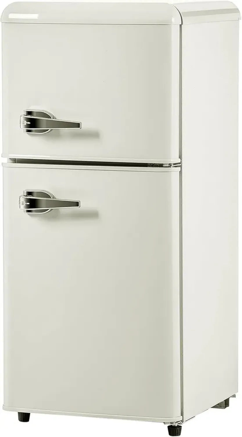 Mini-réfrigérateur avec congélateur 60 L, 2 portes, clayettes en verre amovibles pour chambre ou bureau, blanc