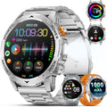 Montre Intelligente Militaire Homme 1.75' avec Appels Bluetooth, 113 Modes Sport, Étanche 5ATM, Surveillance Sommeil et Fréquence Cardiaque, Compatible Android iOS, Batterie 1000mAh, Argent