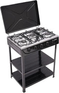 Cuisinière à Gaz Naturel 5 Feux avec Étagère Double et Couvercle