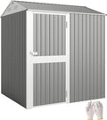 Outsunny Abri de Jardin en Acier Galvanisé avec Ventilation et Porte Verrouillable, Toit Incliné, Rangement Outils, 209x177x236 cm, Gris Argenté