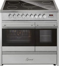Cuisinière électrique en vitrocéramique 90 cm inox avec double four et 5 zones High Light