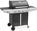 Barbecue à gaz 5 brûleurs avec tablettes et roues - Gris anthracite
