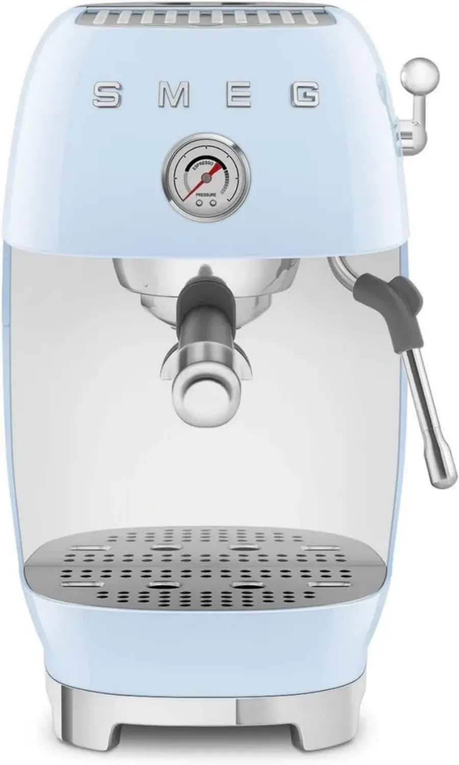Smeg Machine à Expresso Manuelle ECF03PBEU, Système Thermoblock, Mode Cold Brew, Buse Vapeur, Manomètre Intégré, Réservoir 1,4L, 1650W, Bleu Azur