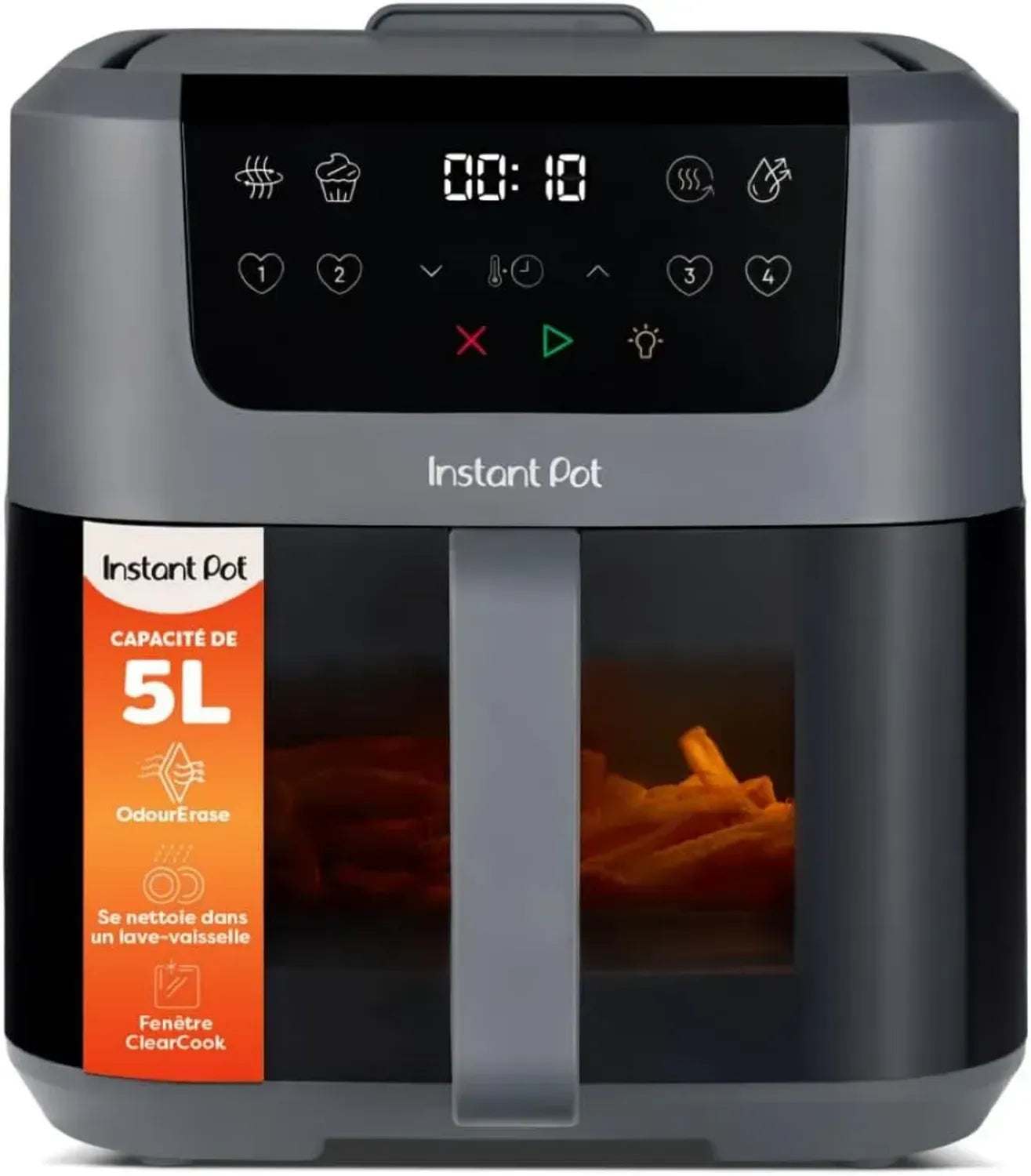 Friteuse à Air Instantanée Compacte 5L, Multifonctions 4-en-1, Facile à Nettoyer